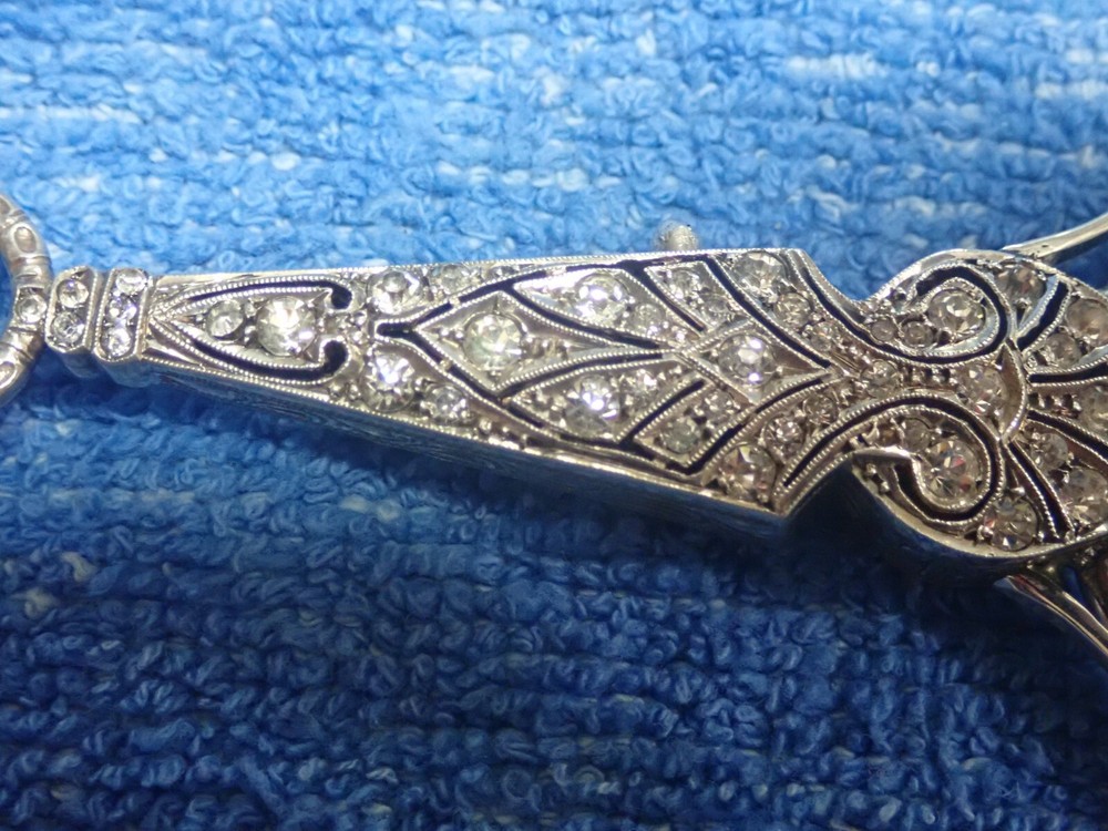 ART DECO SILVER COVERED SNAP OUT LORGNETTE WITH RHINESTONES! FROM GERMANY!