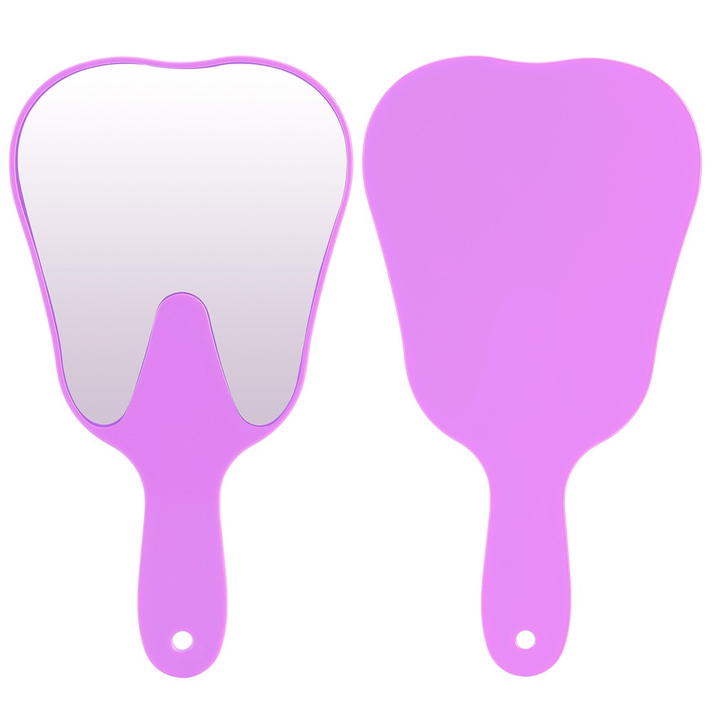 Handheld Dental Mouth Mirror Tooth Shaped Unbreakable Plastic Makeup Mirror