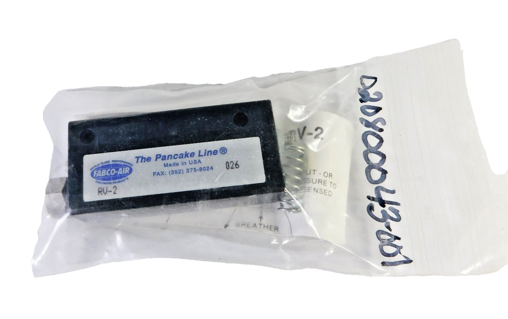 FABCO-AIR RV2 Pressure Sensing/Sequence Valve Pneumatically Actuated Pancake Lin