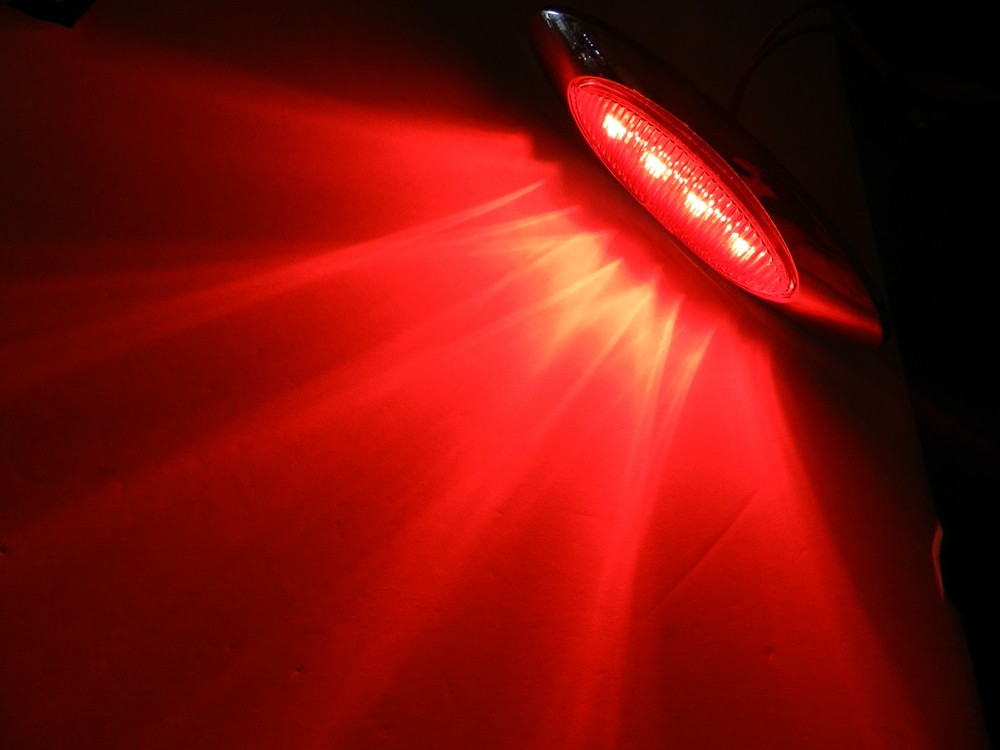1 PANELITE MILLENNIUM LED M1 RED MARKER LIGHT 4 DIODE w/CHROME BEZEL 6.5 INCH
