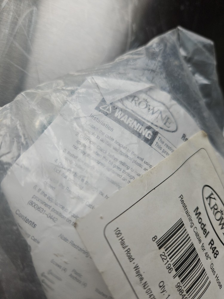 Krowne Model R48 Restraining Cable & Mounting Hardware NIP NOS