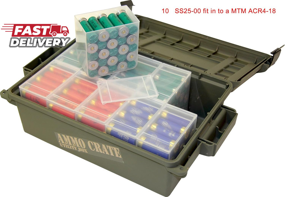 MTM SS25-00 Shell Stack 25 round Compact Shotshell Storage Box, Clear See-Thru,