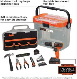 BLACK+DECKER 20v 29PC PK in Translucent Tool Box - BCKSB29C1