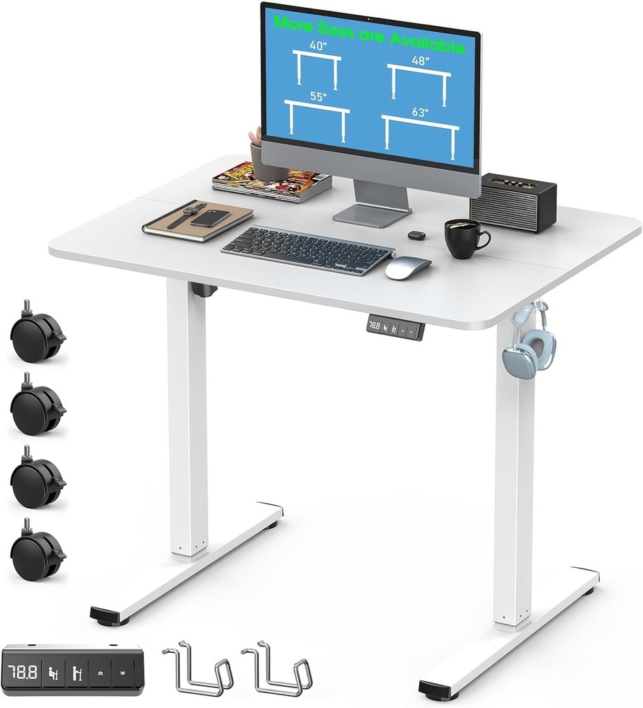 32" Electric Rolling Standing Desk Adjustable Height Mobile Sit Stand up Desk