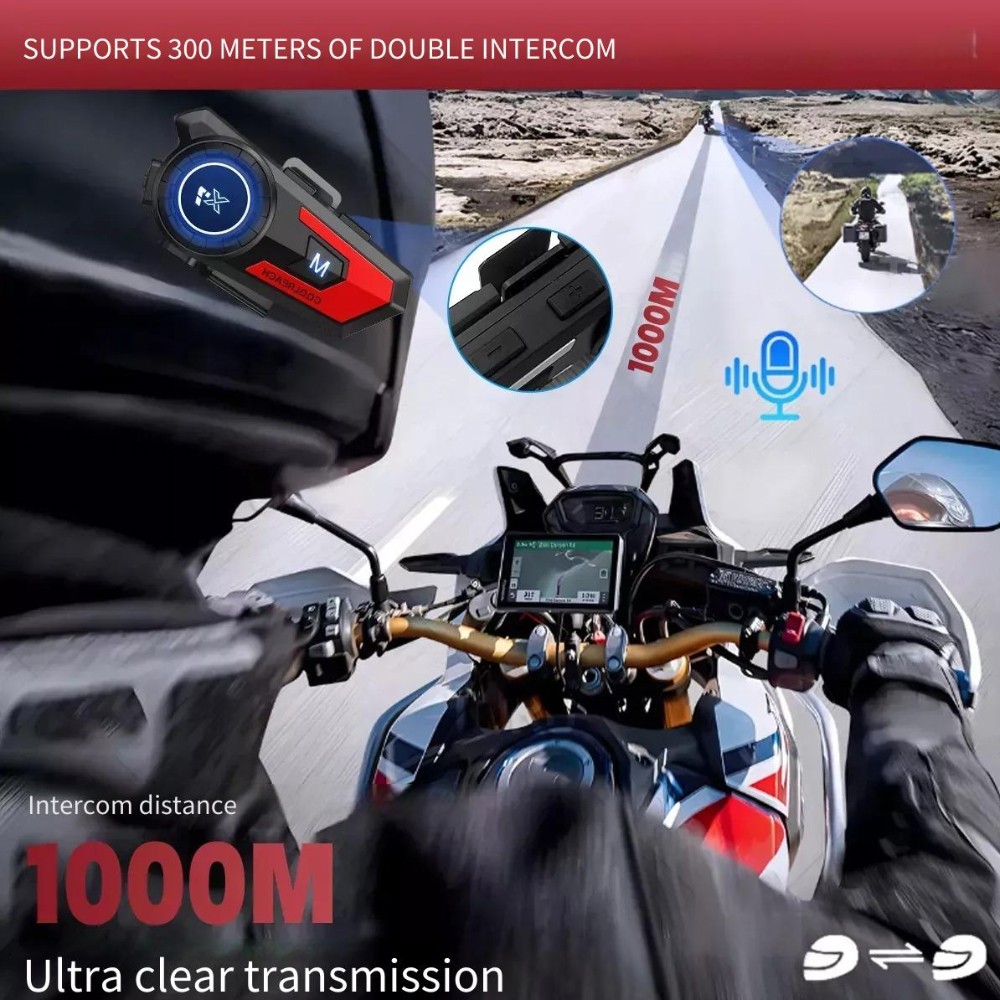 Motorcycle Headset Bluetooth Intercom soft Microphone X7 Red