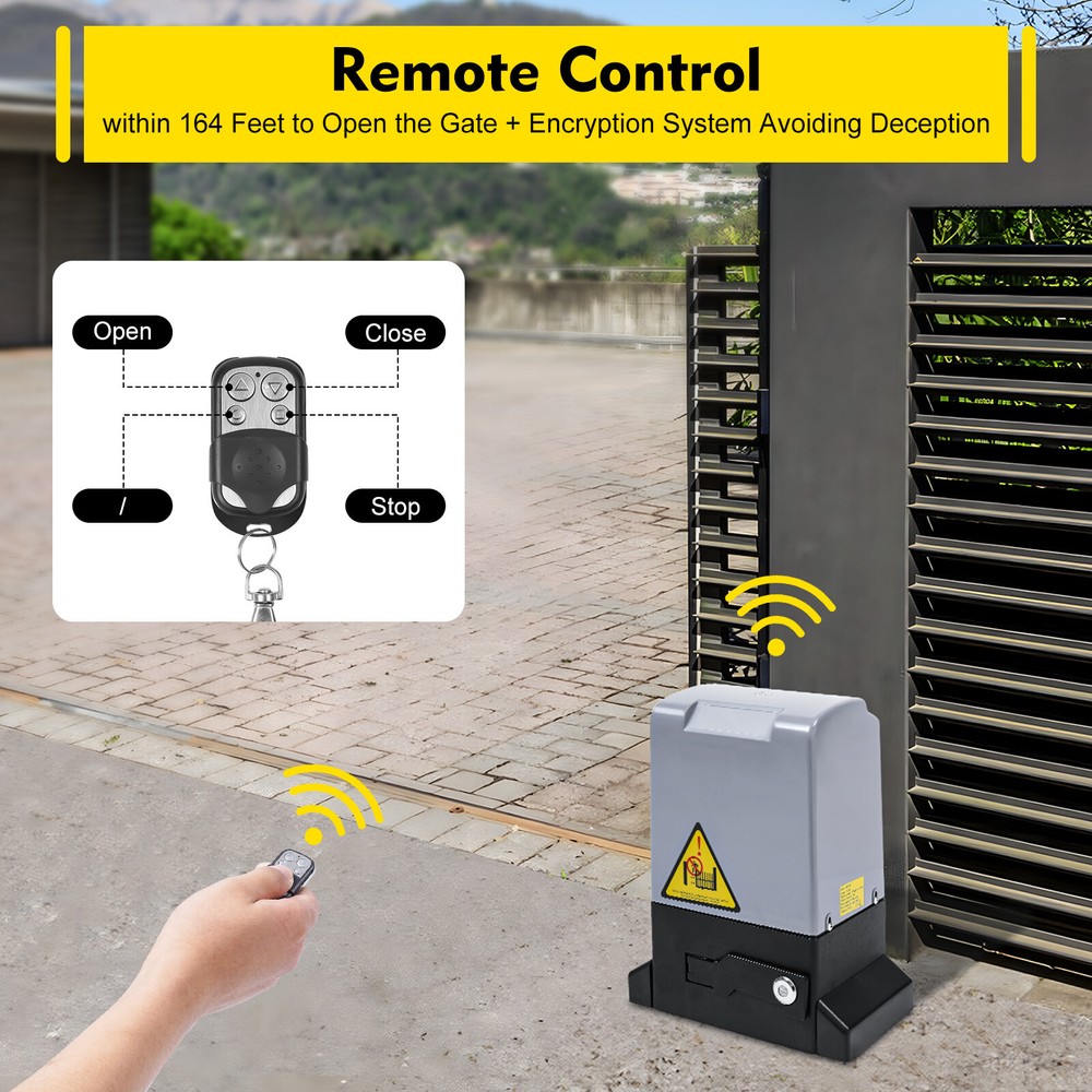 3968LBS Automatic Electric Sliding Gate Opener Operator Rack Driven+Remotes&Rack
