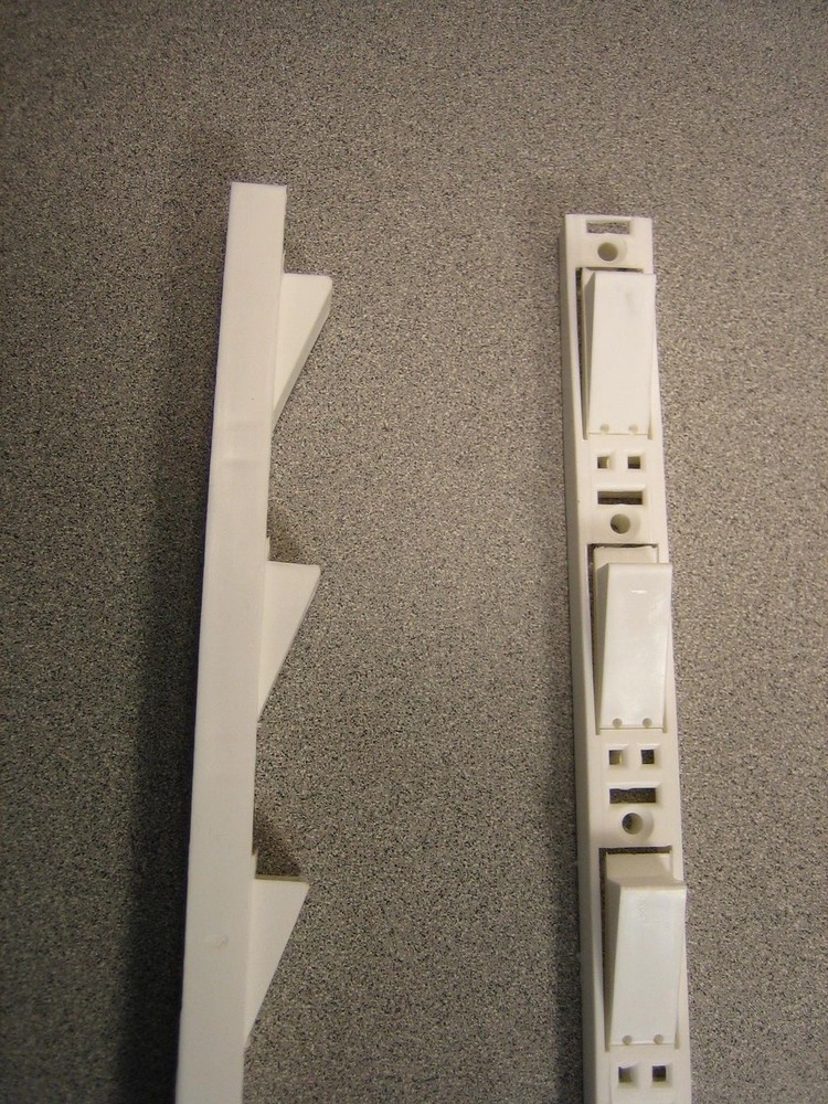 MONTEREY #118-P-WHITE PLASTIC SHELF SUPPORT STRIP, 18" LENGTH, STACKABLE