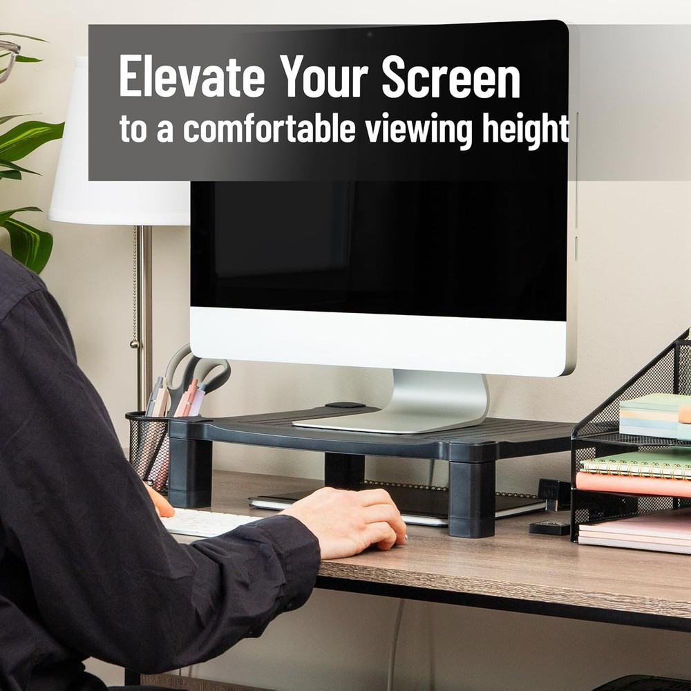 Monitor Stand, Height Adjustable, Desktop Organizer, Laptop Riser, Office, 17.25