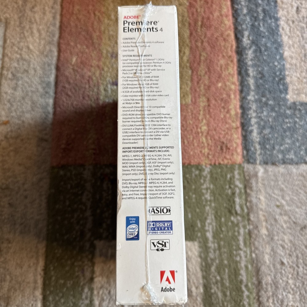 ADOBE PREMIERE ELEMENTS 4 SOFTWARE NEW SEALED PACKAGE YOU TUBE VIDEO EDITING