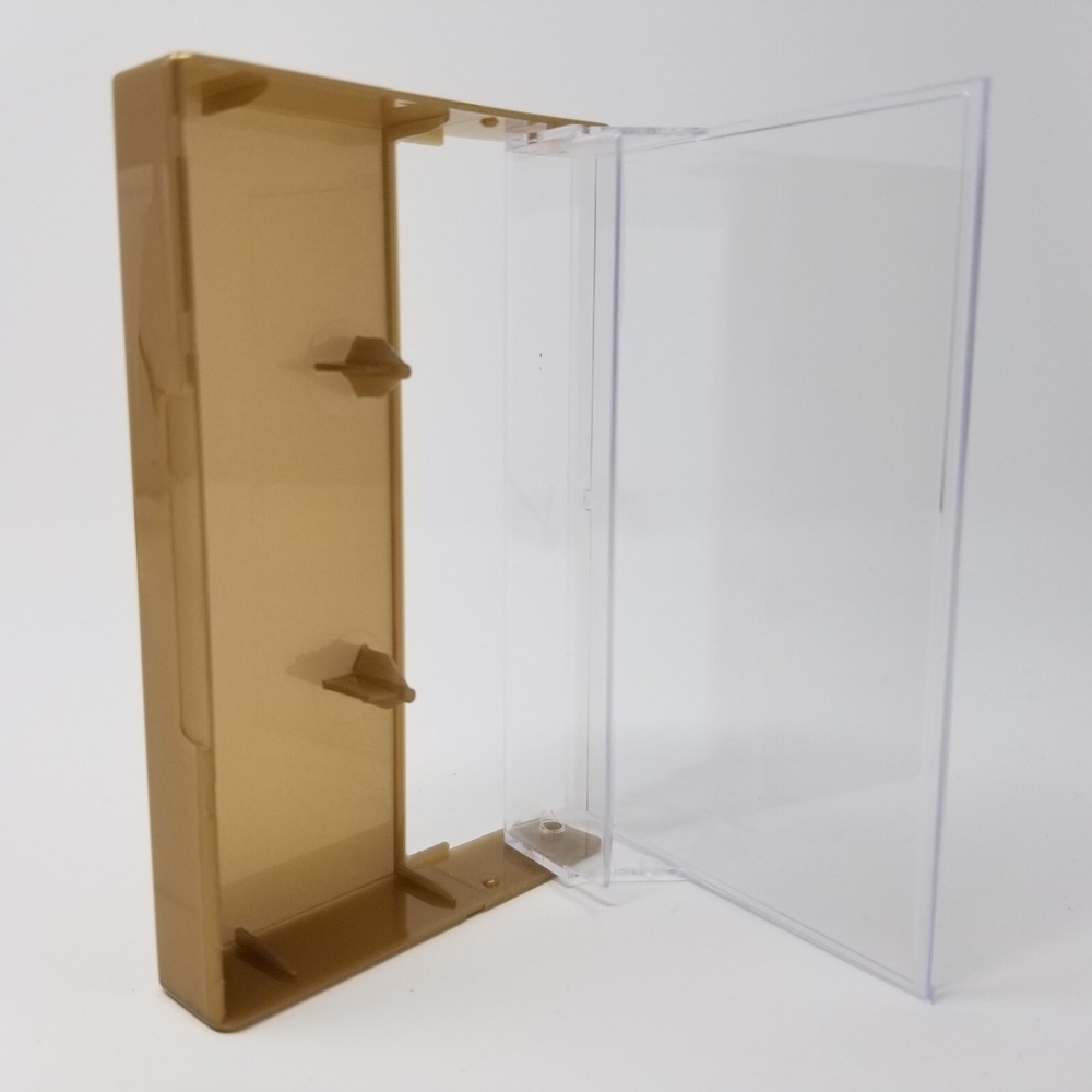 5 Cassette Tape Cases: Clear Front + Gold Solid Back - Plastic