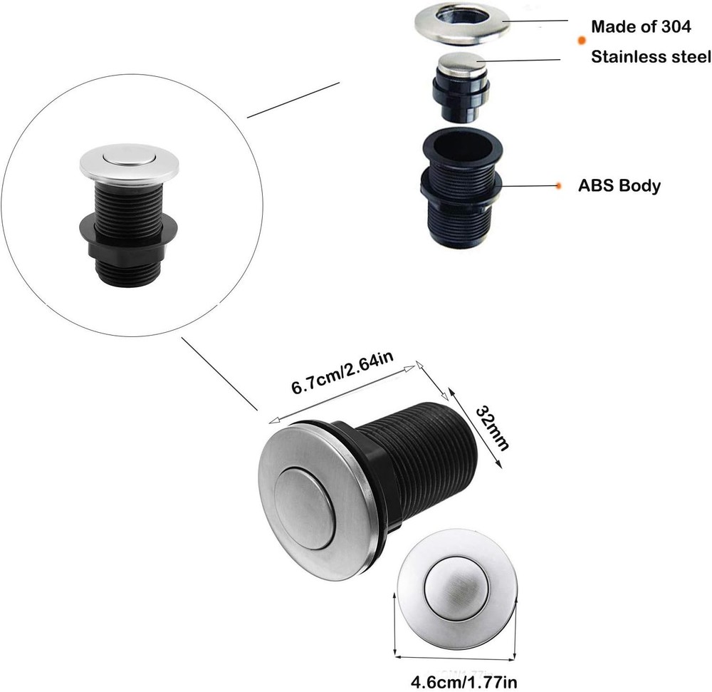 𝟐𝟎𝟐𝟓 𝙐𝗽𝒈𝒓𝒂𝒅𝒆𝒅 Sink Top Push Button with Air Hose Replacement,...