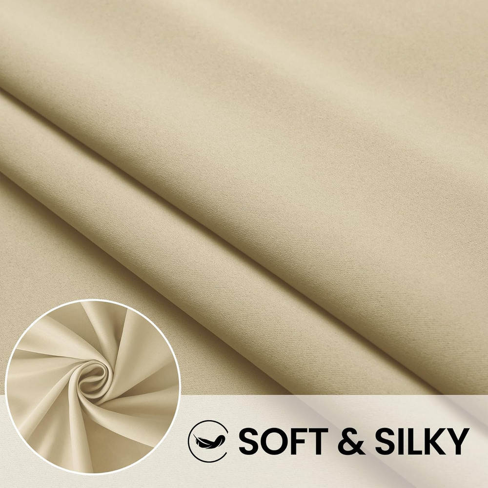 Beige Extra Long Blackout Curtain for High Ceilings, 52"x204" Panel