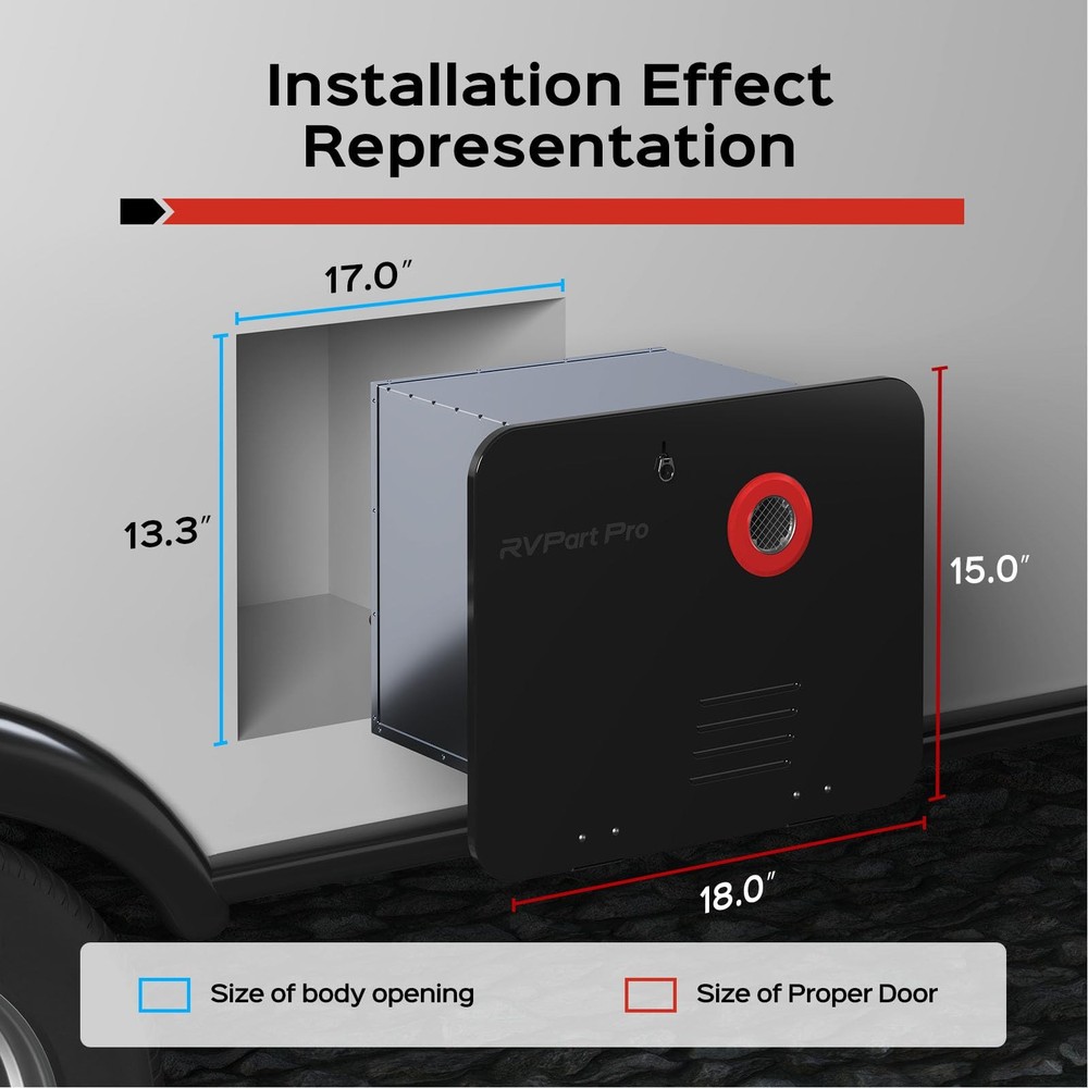 RVPart Pro 15" x 18" RV Water Heater Black Door and Flange Combination