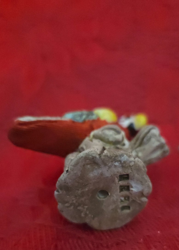 2 Cute Hand-Crafted Parrot Figurines Signed Impressed URPI