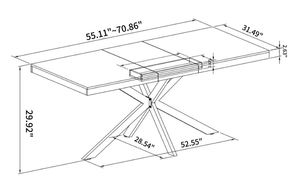Retro Rectangular Stretch Dining Table And Metal Dining Chair,Dining Table Set