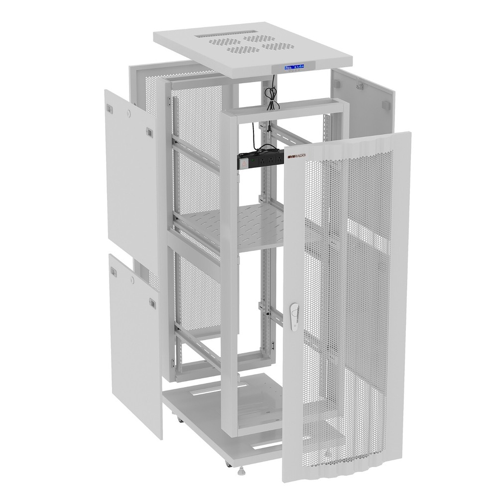 Sysracks 32U 35'' Deep IT Network Data Server Rack Cabinet Gray Mesh Vented Door