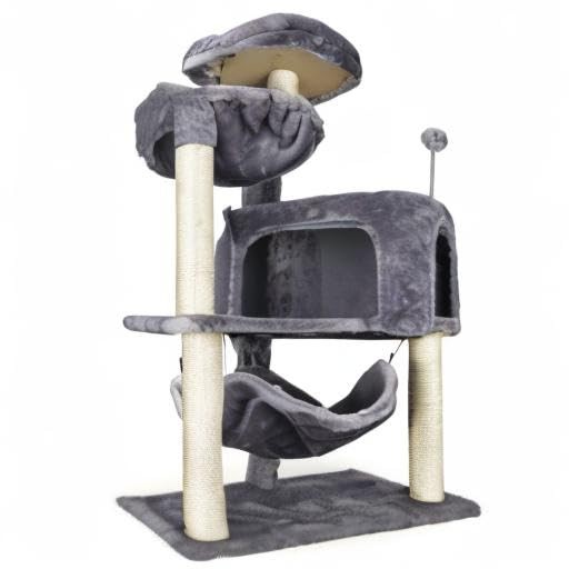 YUNIQUE Cat Tree with Condo and Big Hammock, Grey 39.4''