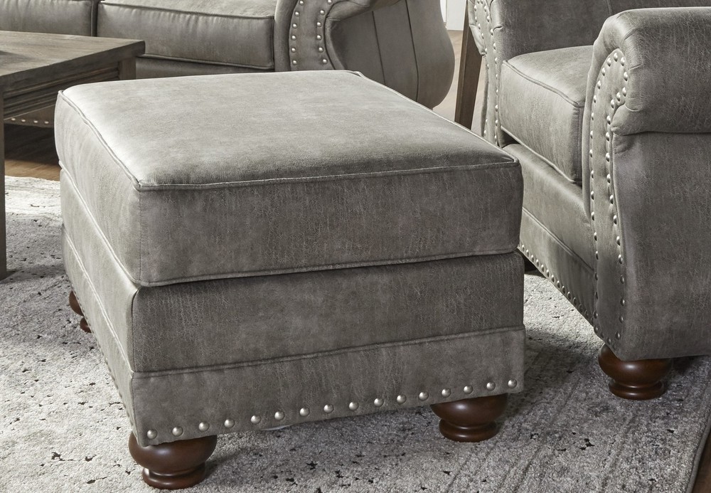 Leinster Faux Leather Upholstered Nailhead Ottoman