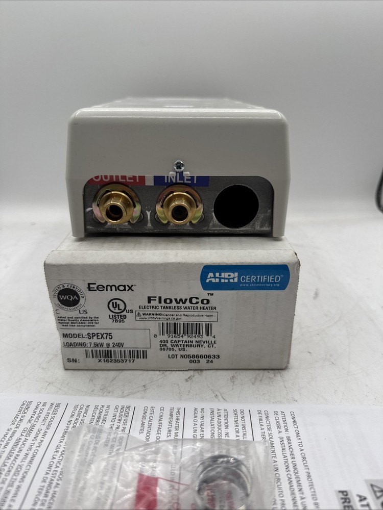 Eemax SPEX75 7.5kw 240V FlowCo Electric Tankless Water Heater