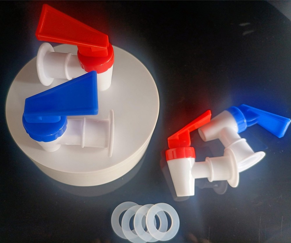 Cooler Faucet - 2 Blue and 2 Red Water Dispenser Tap Set - Internal Thread Pl...