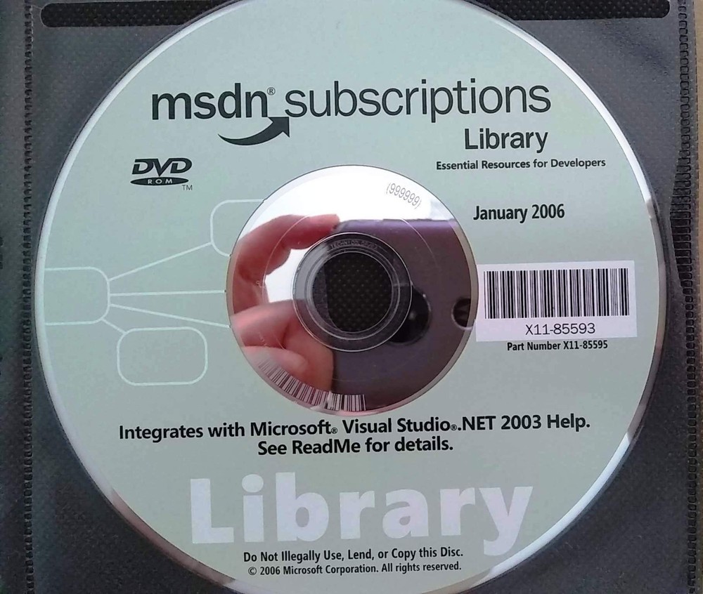 Microsoft MSDN Subscription Library (January 2006) Complete Disc Set w/ License