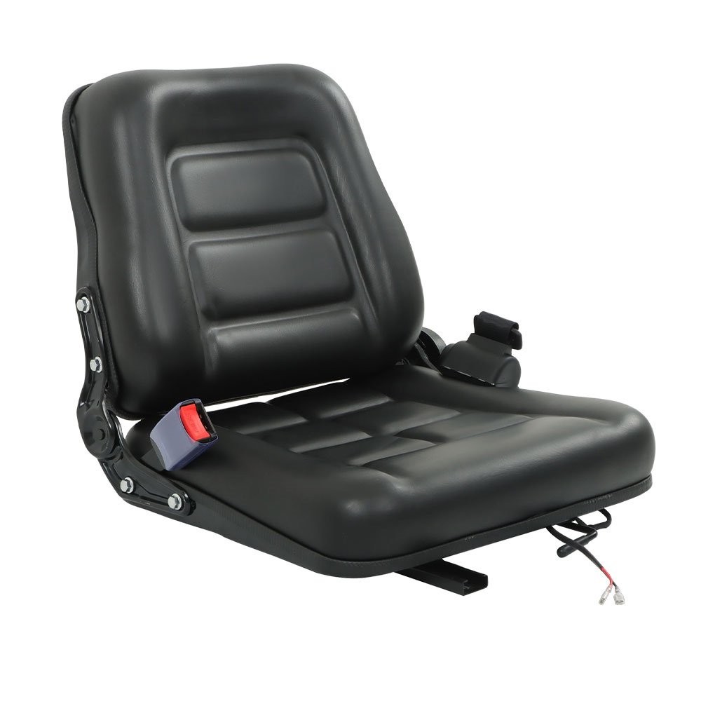 Forklift Seat Fold Down Tractor Seat Adjustable Back & Seatbelt Universal