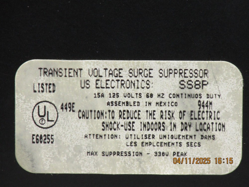 The listing is for(1)Transient Voltage Surge Suppressor US ElectronicsModel SS8P