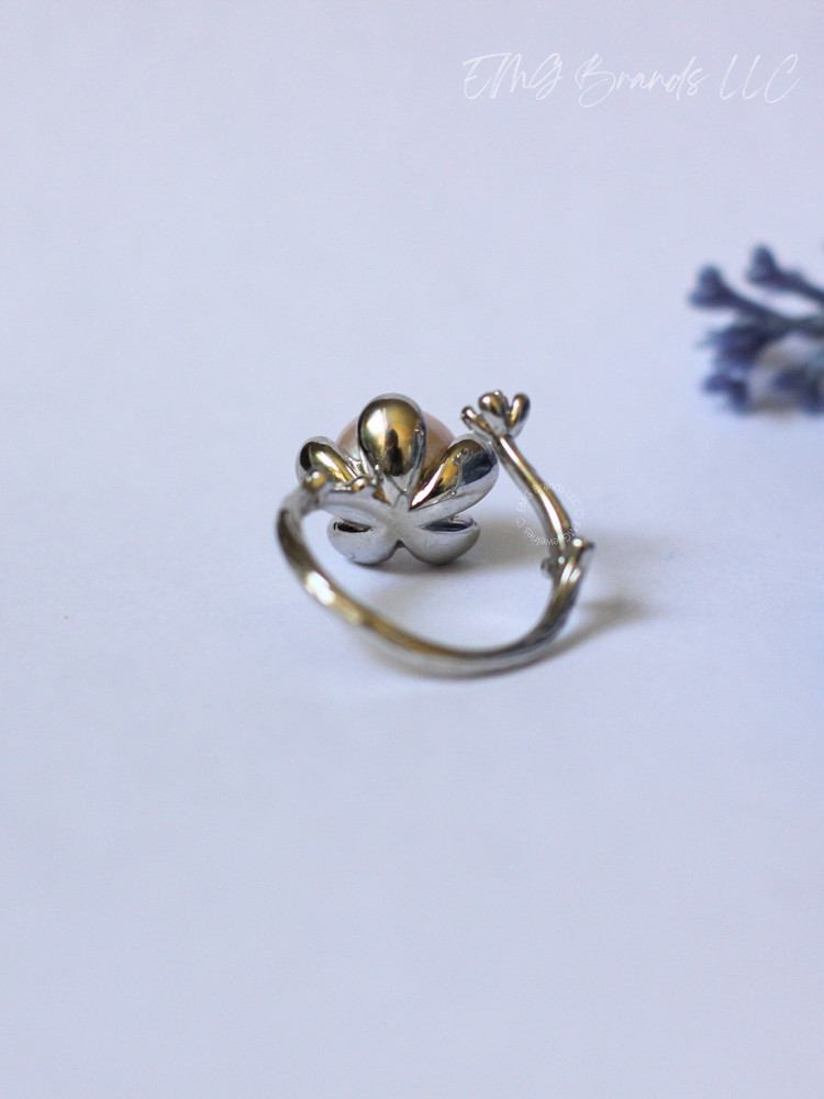 White Edison Pearl Sakura Pink Overtone Ring