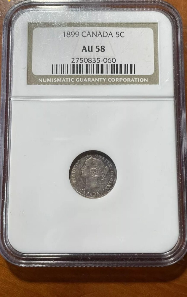 1899 Canada Five Cents Silver - NGC AU 58