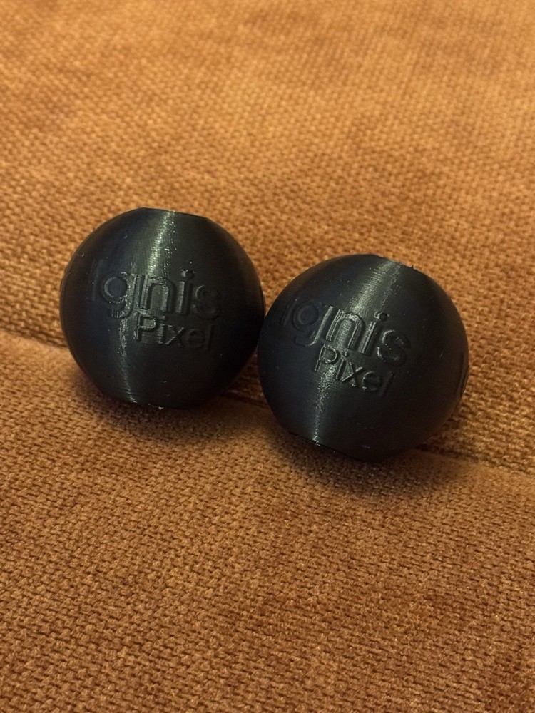 Ignis Pixel Round Poi Knob Handle Black Pair