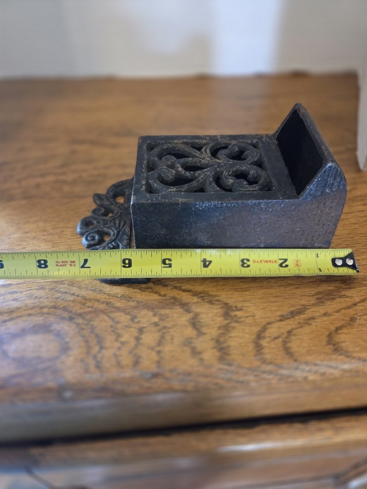 Vintage Cast Iron Match Box Holder Wall Mount