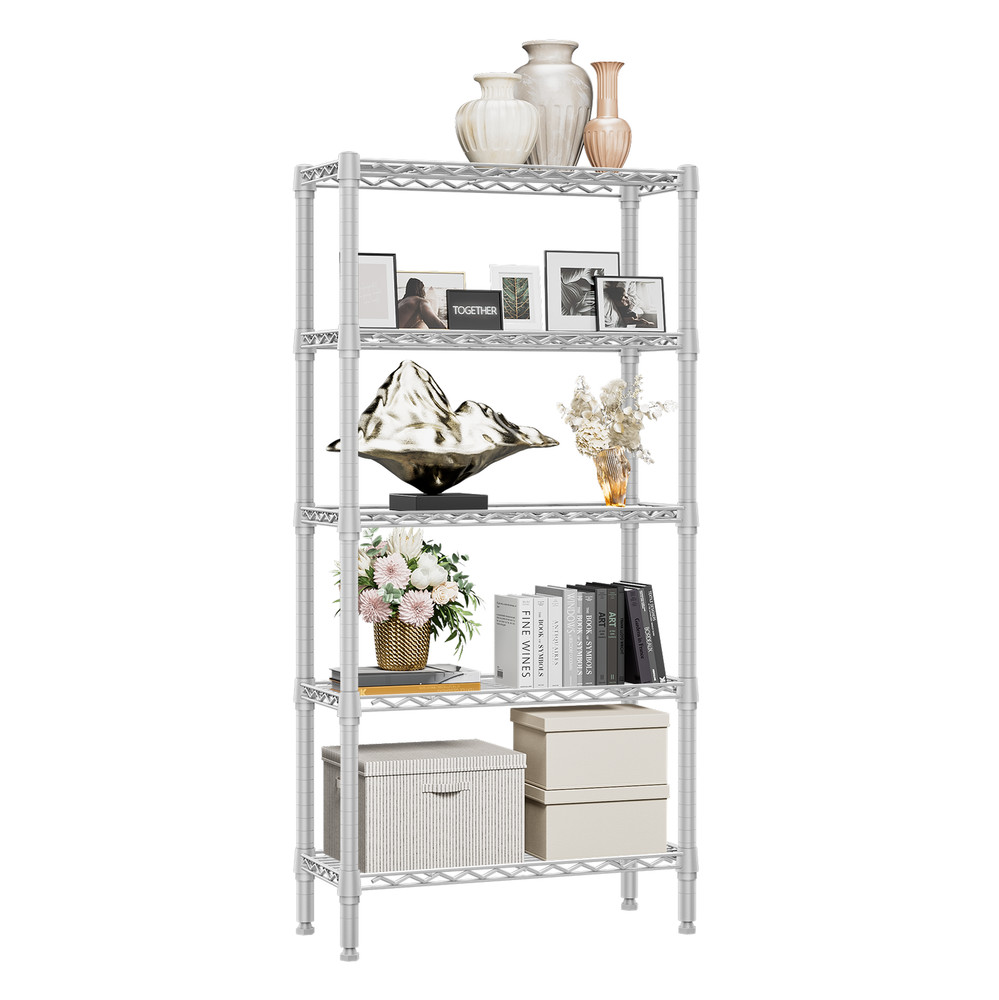 5 Tier Wire Shelving Baker Pantry Kitchen Storage Shelves Rack 12"*30"*60" White