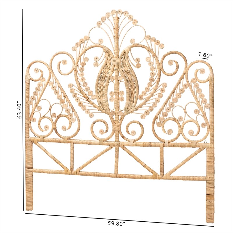 Baxton Studio Caelinus Natural Brown Rattan Queen Size Standalone Headboard