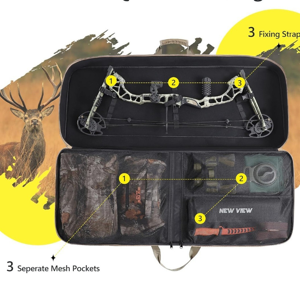 NEW VIEW Camouflage Compound Bow Case Water-Resistant Foam Padding Compartments