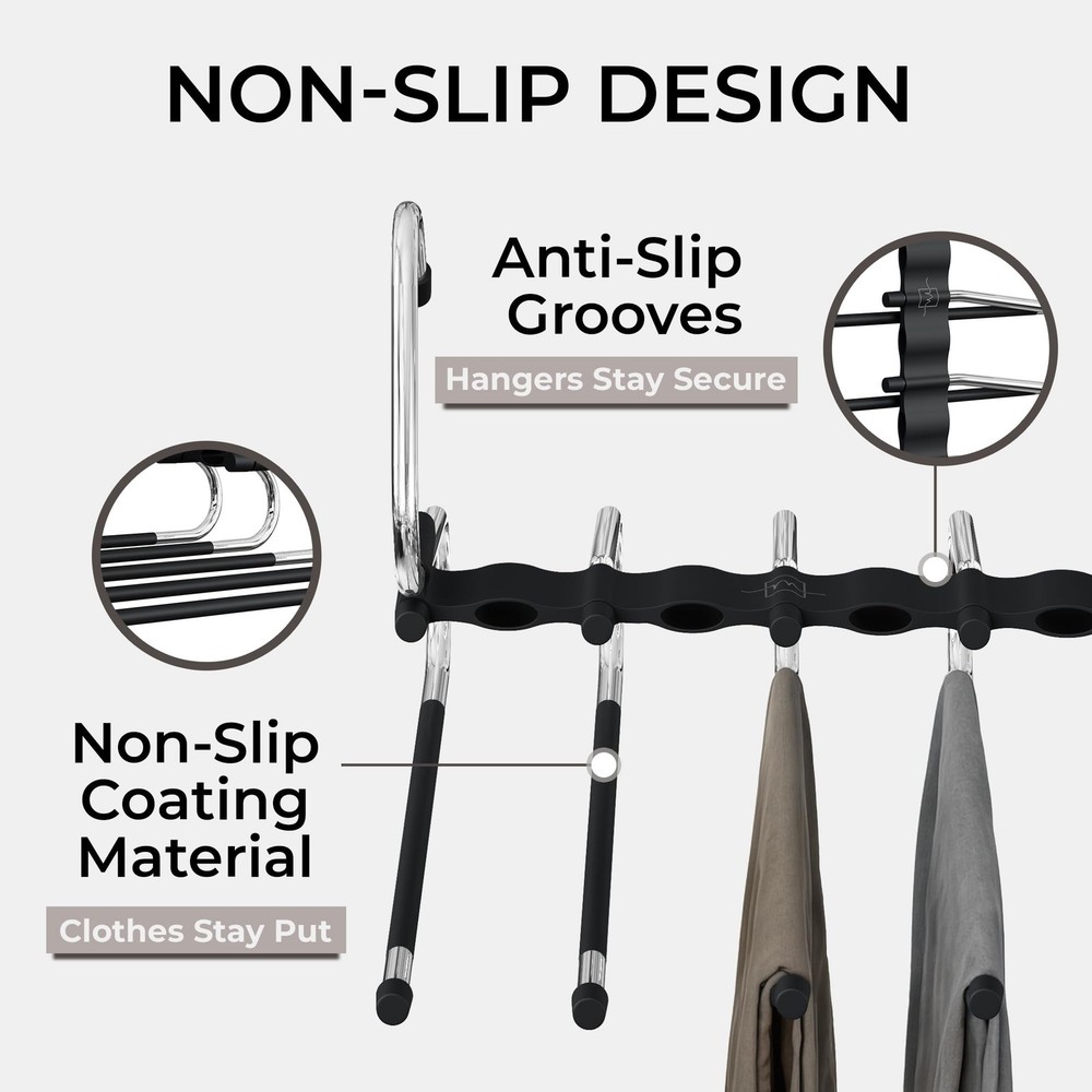Pants Hangers Space Saving - 2 Pack - Non-Slip Multi-Layer Space Saving Hange...