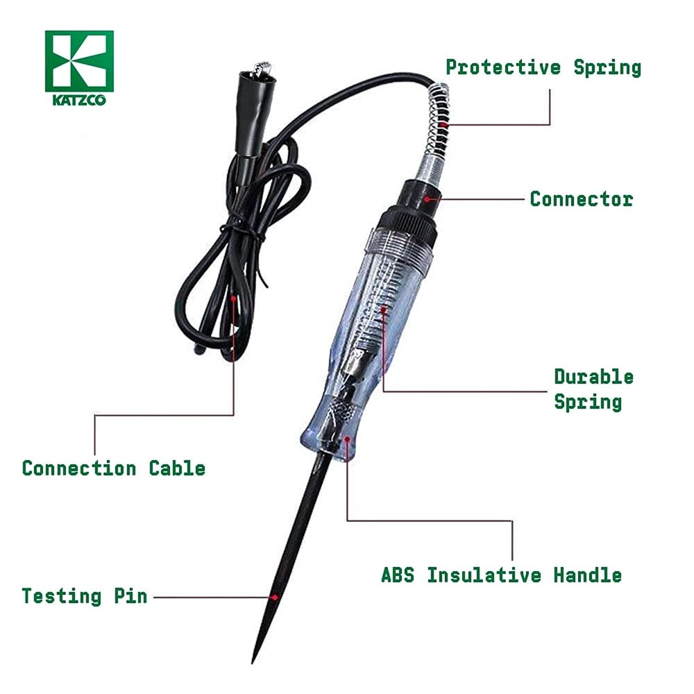 Multi-Functional Electrical Tester - 6-12V DC & 24V AC - Sharp Probe, Heavy Duty