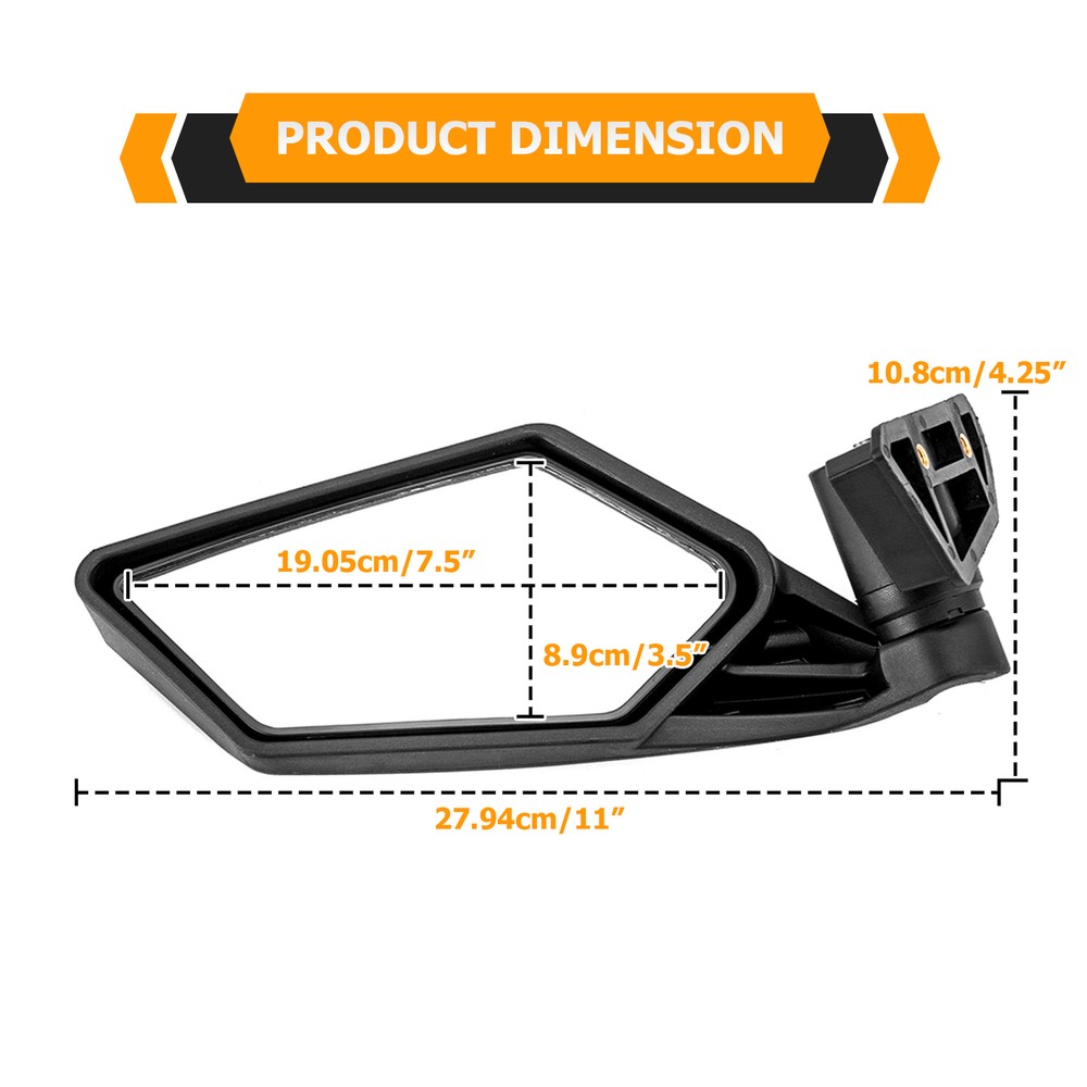 Rear Side View Mirrors w/Automatic Reset Function For Can Am Maverick X3/X3 Max