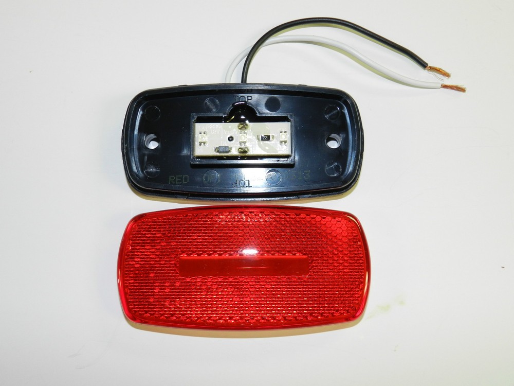 (1) RED Camper Trailer RV Light 3 LED 2 x 4 surface mount Clearance Black base