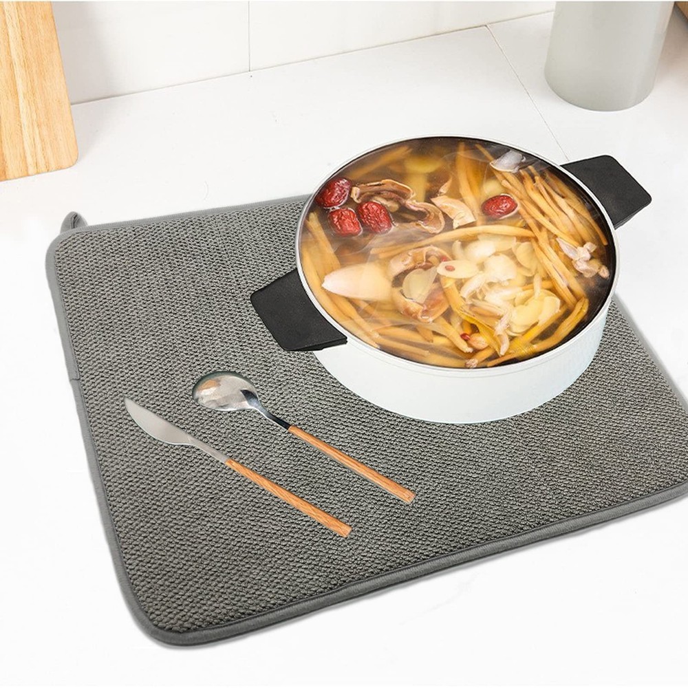 2 Pack Microfiber Dish Drying Mat,Absorbent Dish Drainer Kitchen Counter,Supe...