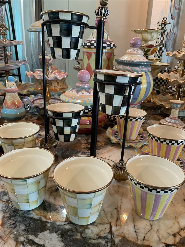 MacKenzie-Childs Parchment Check Enamel Pot