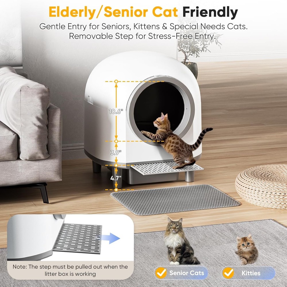 88L Large Smart Automatic Self Cleaing Cat Litter Box with App Control Mat Liner