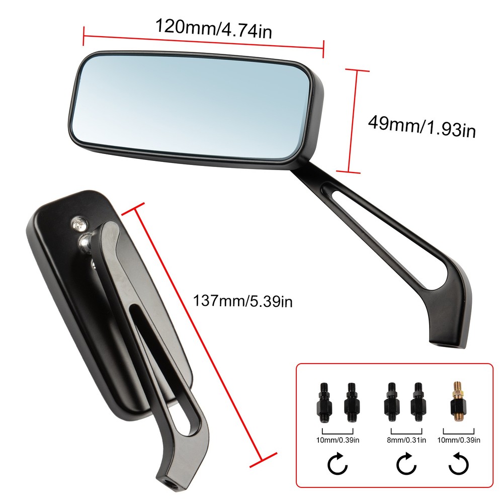 Black US Rectangular Motorcycle Rear View Side Mirrors For Harley Davidson V-Rod