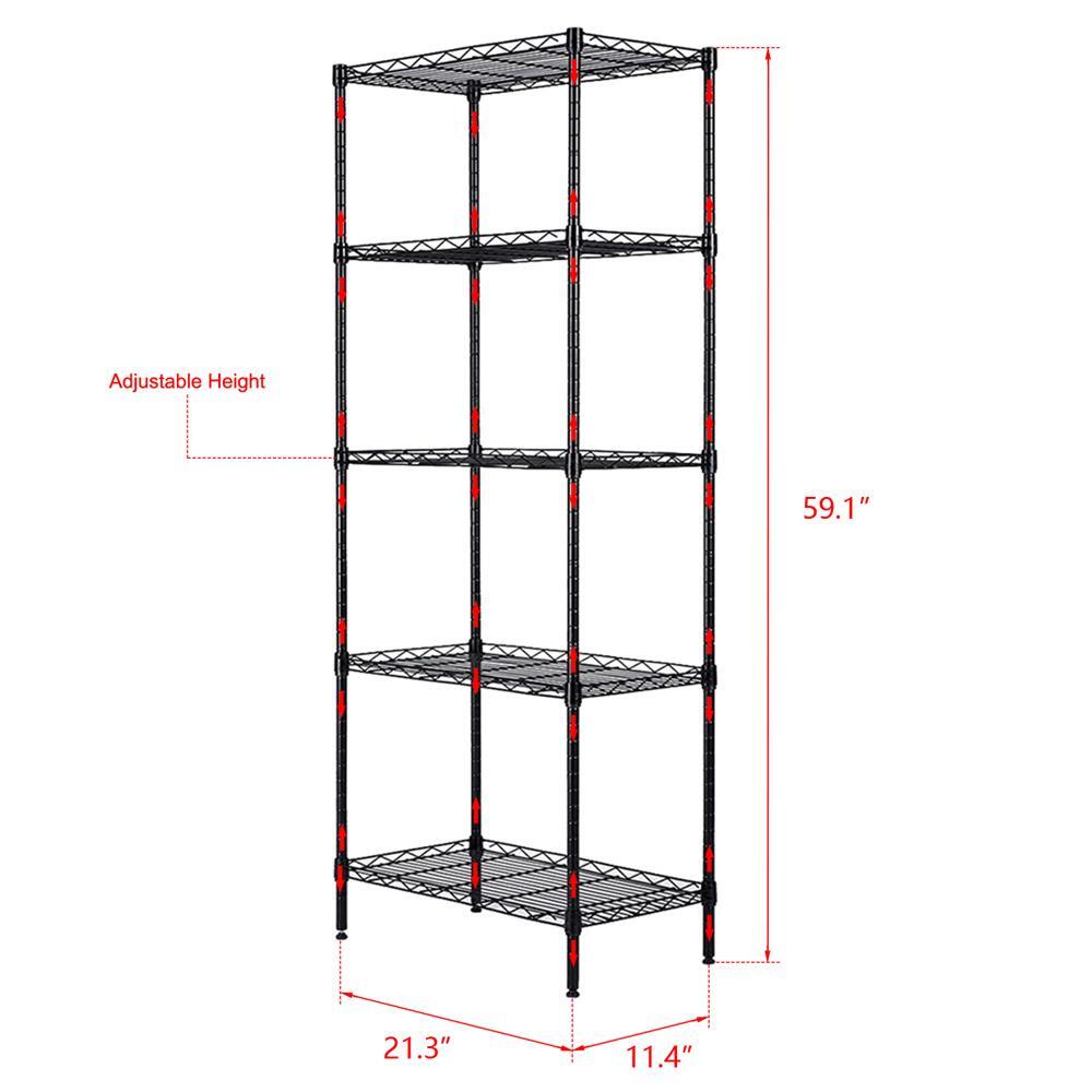 5 Layers Wire Shelves Unit Adjustable Metal Shelf Rack Kitchen Storage Organizer