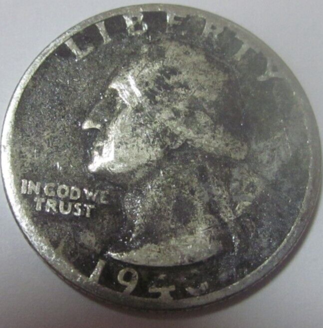 1943   Washington Silver Quarter   90% Silver  WORN
