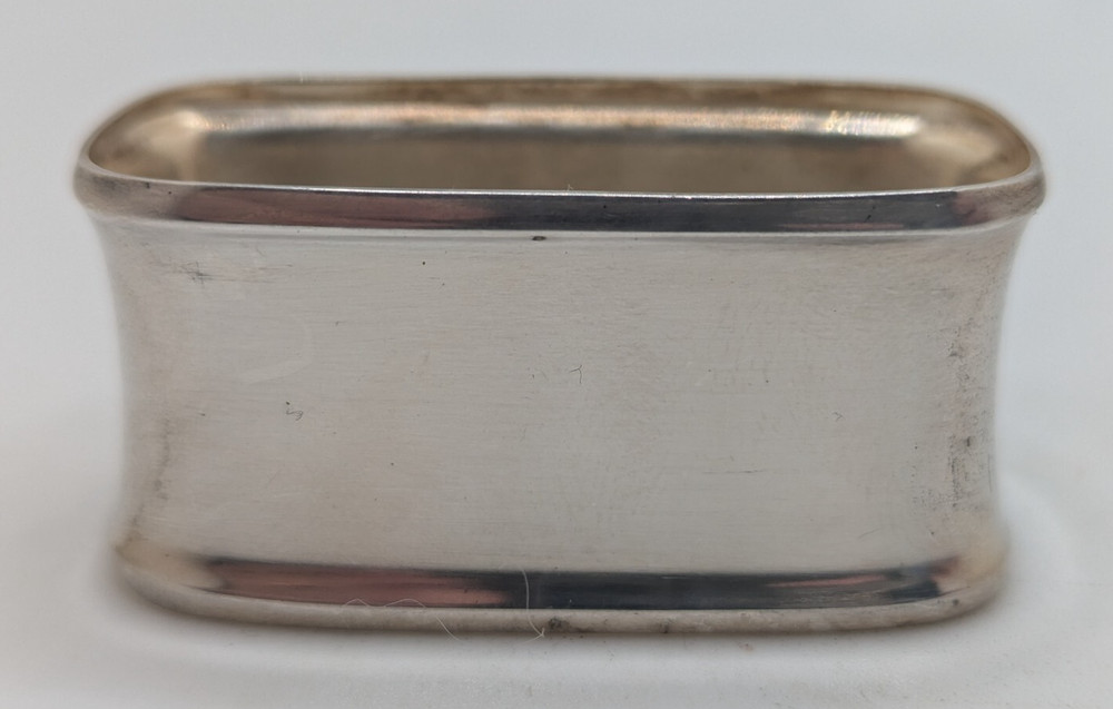Antique German 800 Silver Napkin Ring, plain, rectangular