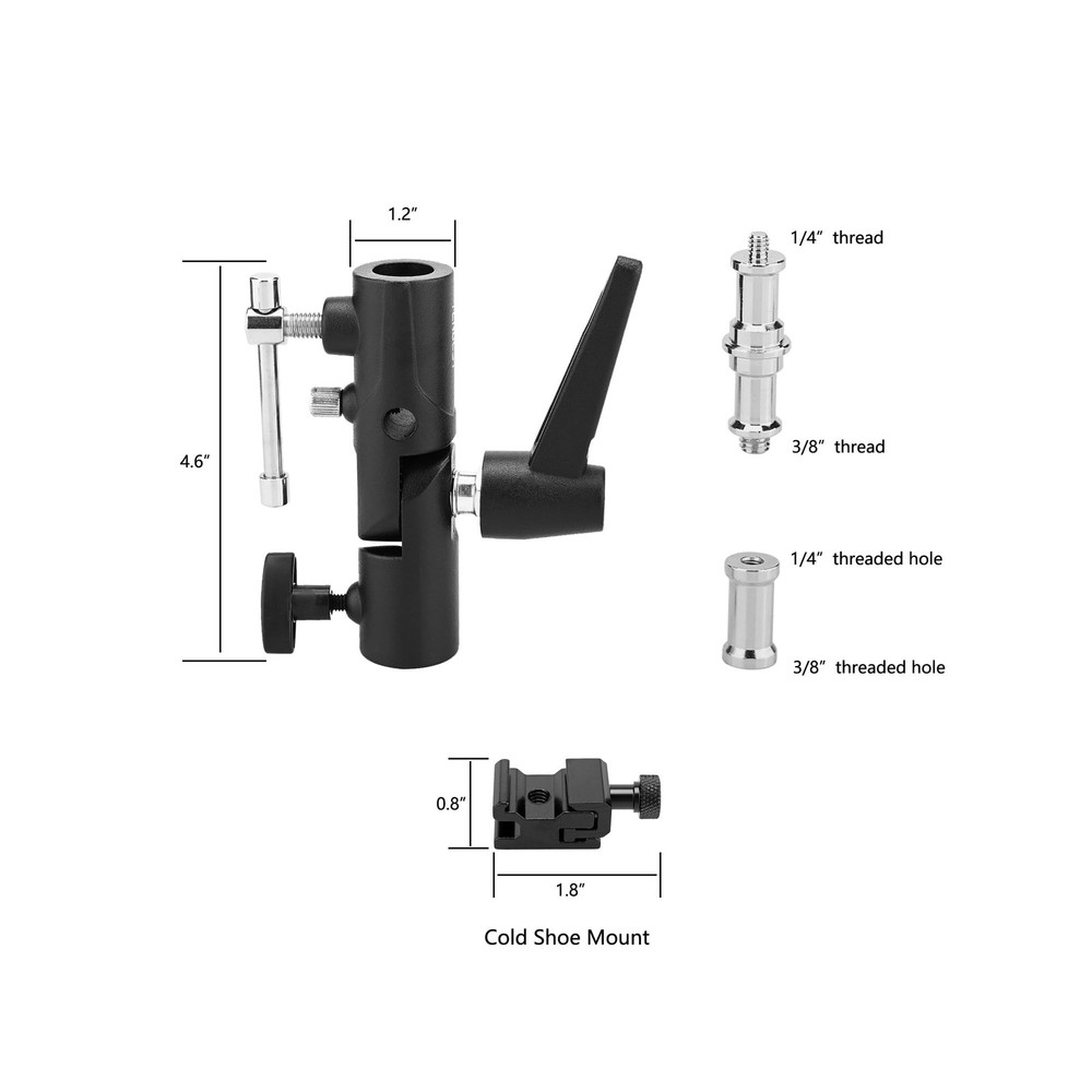 Camera Flash Bracket with Cold Shoe Mount, Solid Metal Material, Adjustable S...