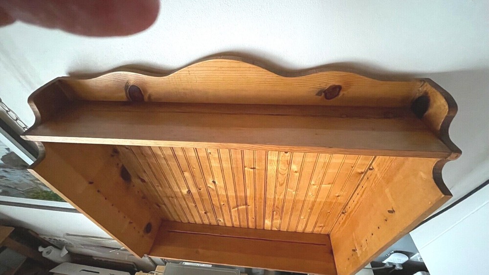 Solid Pine 2 Shelf Custom Case Circa 1980 Hang on Wall Display China, Photos...
