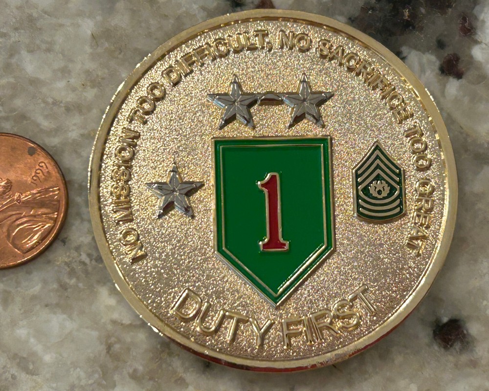 First Infantry Command Sergeant Major Red 1 "Victory" Challenge Coin