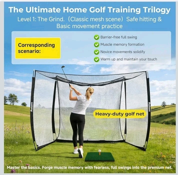 10x8 ft Golf Practice Hitting Net Cage Enclosure - Heavy-Duty Construction...