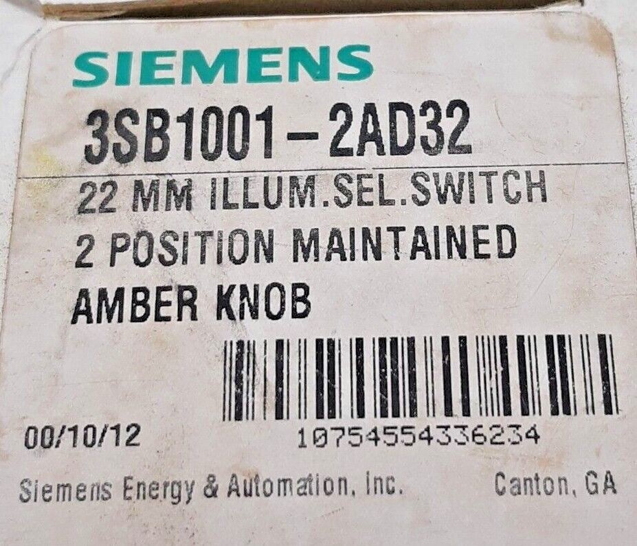 Siemens 3SB1001-2AD32 Selector Switch